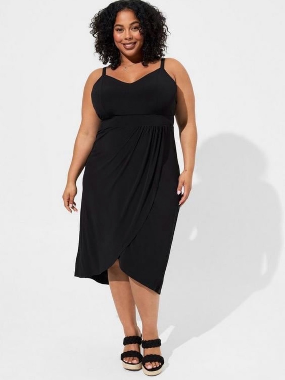 Torrid Black Midi Studio Knit Sleeveless Wrap Dress Size 2X